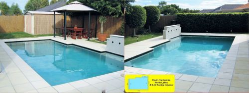 North Lakes Black & White Pebble Interior Pool With Seating Wall