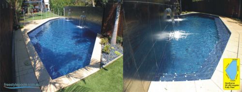 Hawthorne Fully Tiled Irregular Pool Design With Two Water Features